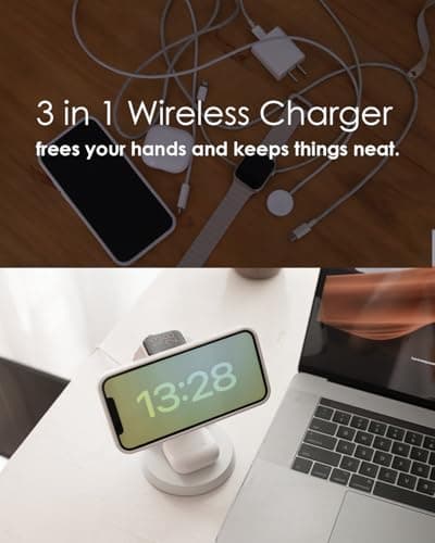 Wireless Charger Compatible with Mag-Safe,3 in 1 Charging Station for iPhone17/16/15/14/13/12 Series, Apple Watch,AirPods,15W Fast Charging (Adapter Included) - Thumbnail 2