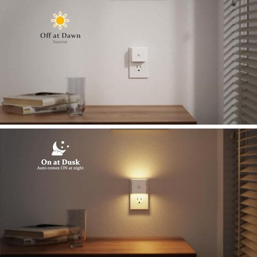 JandCase Motion Sensor Night Light, Night Lights Plug into Wall with Adjustable Brightness, Motion Activated Night Light, 3000K Warm White, for Kids Bathroom Hallway Kitchen Bedroom - Thumbnail 3