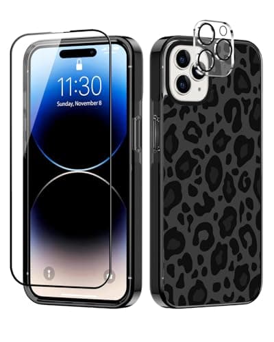 Designed for iPhone 14 Pro Max Case Cute Cheetah Leopard Pattern Protective Phone Case Cover 6.7" Screen Protector + Camera Lens Protector【2X Military Grade Drop Tested / 6.6ft Drop Protection】 - Image 1