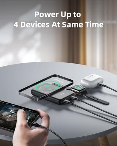 Innostyle Magnetic Power Bank, 10800mAh Wireless Portable Charger, Power Bank with Built in Cables, for iPhone 17/16/15/14/13/12 and Apple Watch Ultra/11/10/9/8/7/6/5, Black - Thumbnail 4