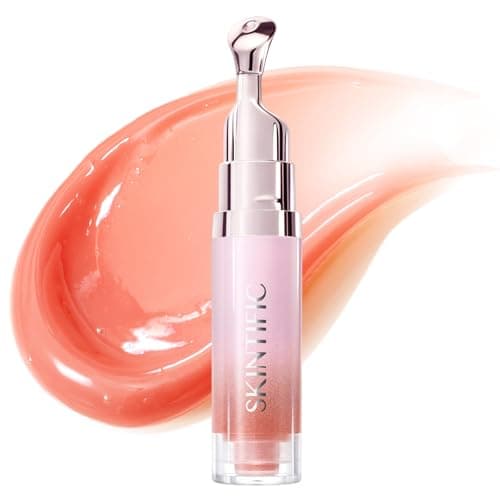 SKINTIFIC Peptide Brightening Lip Serum, Hydrating & Plumping Tinted Lip Gloss, Moisturizing Lip Balm with Polypeptides & Squalane for Glossy Sheer, Smooth Lips(05 Peach Rose) - Image 1