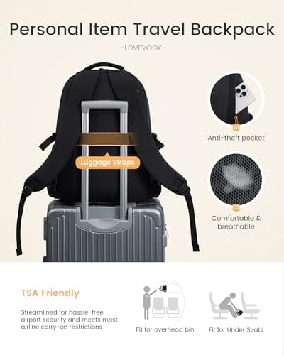 LOVEVOOK Laptop Backpack for Women with 40oz Tumbler Holder, Lightweight School Backpack Fits 15.6 Inch Laptop, Cute College Backpack for Work, Travel & Daily Commute - Thumbnail 5
