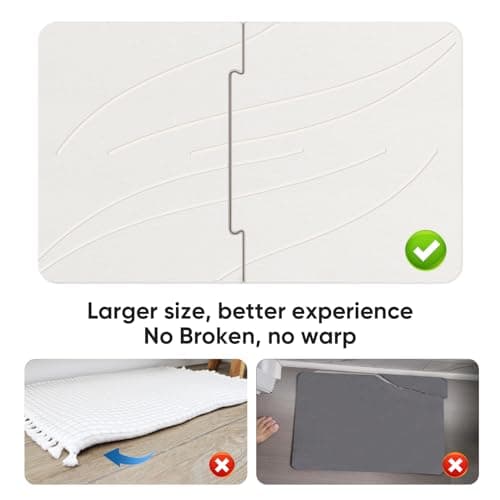 Jiloma 32 * 20 Stone Bath Mat Extra Large Diatomaceous Earth Shower Mat Non-Slip Super Absorbent Diatomite Stone Bath Mats for Bathroom Floor Quick Drying Bath Rugs Easy to Clean （White） - Thumbnail 5