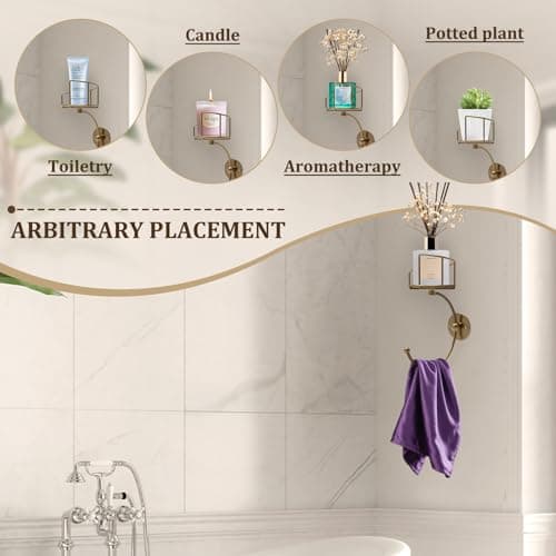 Hand Towel Holder for Bathroom with Vintage Wall Mounted Candle Holder, Rustproof Anti-Corrosion Alloy Unique Gold Towel Hook, Sturdy Coat Hanger for Vintage Kitchen Bathroom Decor and Accessories - Thumbnail 3