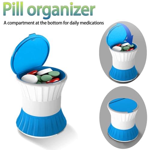 Pill Crusher Fine Powder with Small Medicine Pill Box 3-in-1,Pill Splitter Cutter for Small Pills Vitamins Tablets, Portable Pill Crushers for Elderly & Pet,Travel-Friendly Pill Grinder (Blue) - Thumbnail 6