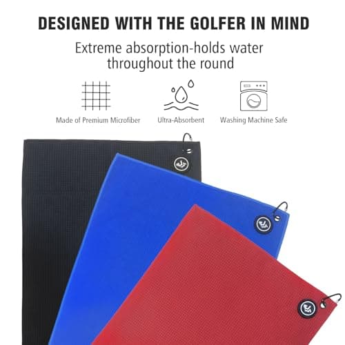 Dragon tiger Magnetic Golf Towel – 23.6"x15.7" Microfiber Waffle Weave with Magnet & Carabiner, Ultra Absorbent for Clubs, Bags & Carts (Grey) - Thumbnail 5