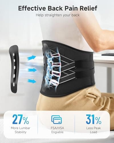 KineApex Back Brace for Lower Back Pain - Wide Lumbar Panel, 7 Stays & 3D Triangle Pad, Breathable Back Support Belt for Men Women for Work, Sciatica, Scoliosis, Herniated Disc Fits 35.5-39.4" Size L - Thumbnail 3