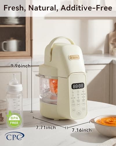 IAGREEA 9 IN 1 Glass Baby Food Maker, One Step Baby Food Processor Steamer Puree Blender Grinder Mills Machine, 10 OZ Auto Cooking & Grinding for Healthy Homemade Baby Food with 3 Age Stages, BPA-Free - Thumbnail 2