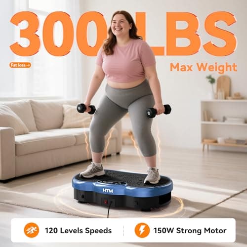 Vibration Plate Exercise Machine, Whole Body Shake Plate for Weight Loss Vibrating Platform with Resistance Bands Slot, 300 Lbs Capacity, 120-Speed, 9 Workout Modes for Home Fitness, Muscle Toning - Thumbnail 6