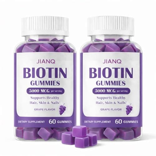 JianQ Biotin Gummies for Hair Skin & Nails – High Strength 5000 mcg Biotin with Collagen, Zinc & Vitamin C | Vegan, Sugar-Free, Non-GMO | Supports Healthy Hair Growth, 120 Count - Image 1