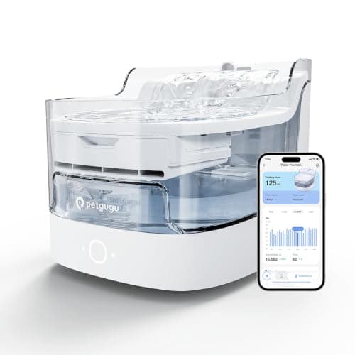 PETGUGU AI Cat Water Fountain with Smart App,8-Layer Filtration,Wireless Ultra Quiet Pump,Pet Health Manager,2.4G WiFi Automatic Water Dispenser for Cats Dogs Pet Water Fountain Easy to Clean