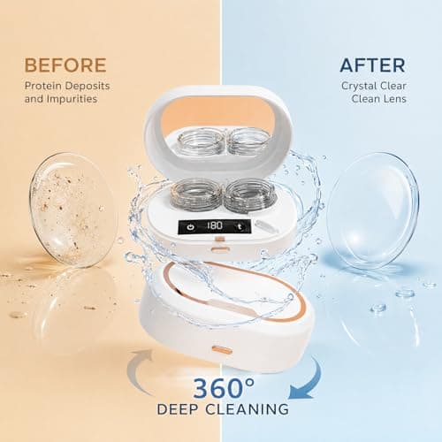 Neliangia Ultrasonic Contact Lens Cleaner Machine, Vibration Contact Lens Cleaner Case with Digital Timer, Portable Sonic Contact Lenses Cleaner Machine Fit Disposable Soft, Colored & RGP Lenses - Thumbnail 2