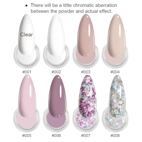 Lavender Violets Dip Powder Nail Kit for Beginners French Nail Kit– Clear,Nude, Pink,Diamond, Sliver Glitter Colors Nail Powder + Primer, Base/Top Coat, Activator, Tray, No UV Lamp Needed 09 - Thumbnail 2