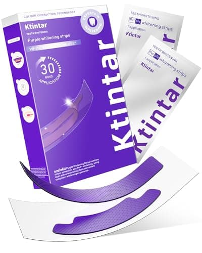 Ktintar Purple Teeth Whitening Strips, Color Correcting Purple Whitening Strips for Sensitive Teeth, Removes Yellow Stains, Enamel Safe, 30 Min Treatment, 14 Treatments, 28 Strips