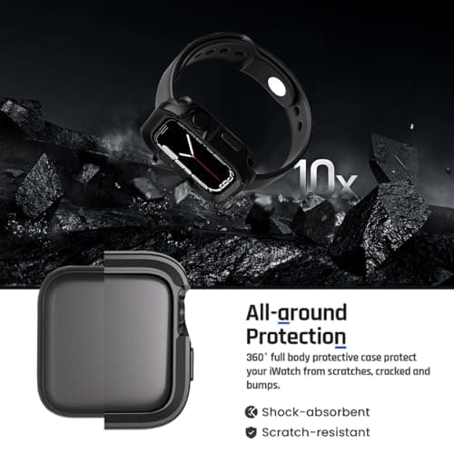 SDOCEBF Apple Watch Cover Slim Guard Bumper Full Coverage Metal Protective Case Compatible with Apple Watch Series 6 SE SE2 SE3 Series 5 Series 4 44mm, Black - Thumbnail 4