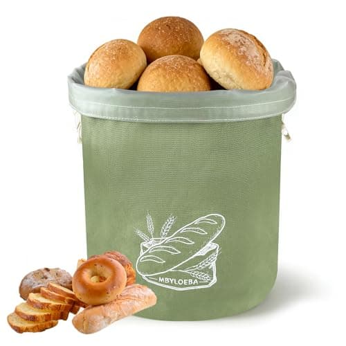 Sourdough Bread Bags for Homemade Bread, Aesthetic 16oz Canvas Stand-Up Reusable Bread Bag, Hard Bottom Bakery Keeper with Waterproof TPU Lining, Modern Sage Green - Image 1