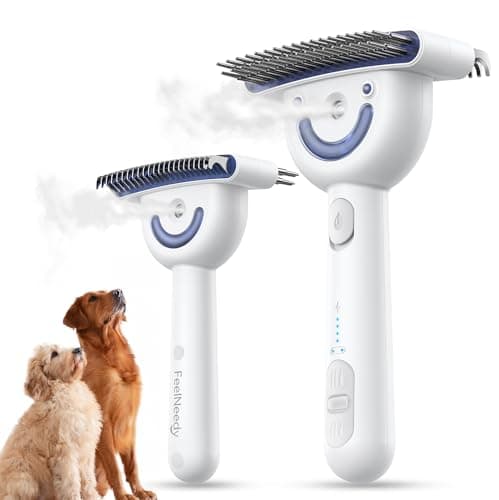 Dog Brush for Shedding with Steam, Dog Brush for Long Haired Dogs and Cats, Dual-Sided Dematting and Deshedding, Safe Non-Deforming Steel Pins, for Medium-Thick Coats Prone to Tangles & Shedding - Image 1