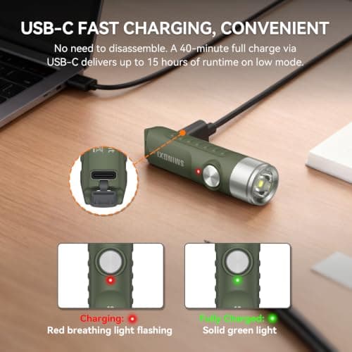 SMINGXI A11 Rechargeable Keychain Flashlight -Pocket Mini Flashlight,Key-Chain 500 High Lumens,EDC Flashlights,Waterproof Small Lightweight for Everyday Carry, Camping, Hiking, Emergency - Thumbnail 4