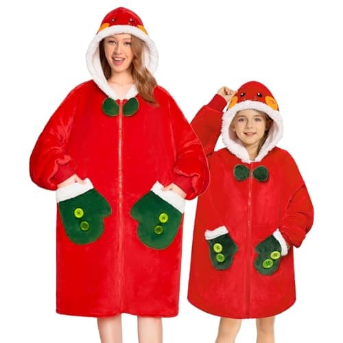 OLAOLA Oversized Hoodie Blanket Sweatshirt with Zipper, Comfy Fleece Sherpa Wearable Blanket for Adult & Kids Unisex Gift - Image 1