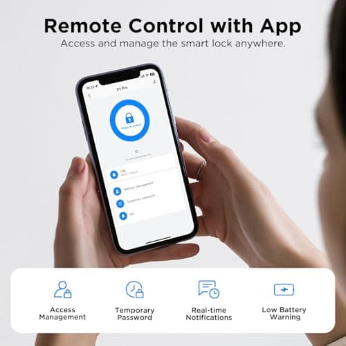 TCL D1 Pro Palm Vein Smart Lock, Keyless Entry Door Lock, Upgraded Rechargeable Battery, Front Door Smart deadboalt, App Remote Control, Auto-Lock, Waterproof, Works with Alexa - Thumbnail 6