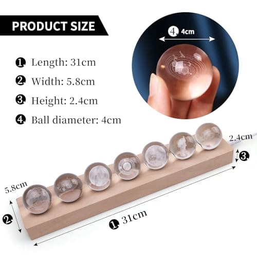 Relax oneself 7 Pcs Planet 3D Solar System Crystal Ball Model Gift Space Astronomy Gift Planets Multicolor Universe Galaxy Globe Ball Science Astrophysics Gift Night Light Kids Bedroom Adults Gift - Thumbnail 4