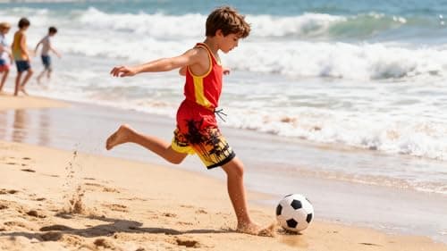 Cozople Boys Palm Tree Swim Trunks Quick Dry UPF Boxer Brief Liner Swimwear Bathing Suits Summer Surfing Beach Boardshorts Swimsuit with Inner Compression Shorts Lining - Thumbnail 2