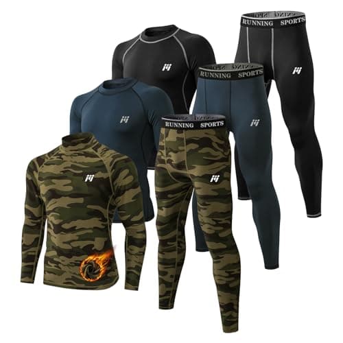 MeetHoo Men Thermal Underwear Set Long Johns with Fleece Lined Base Layer Men Cold Weather Top Bottom for Skiing Running - Image 1