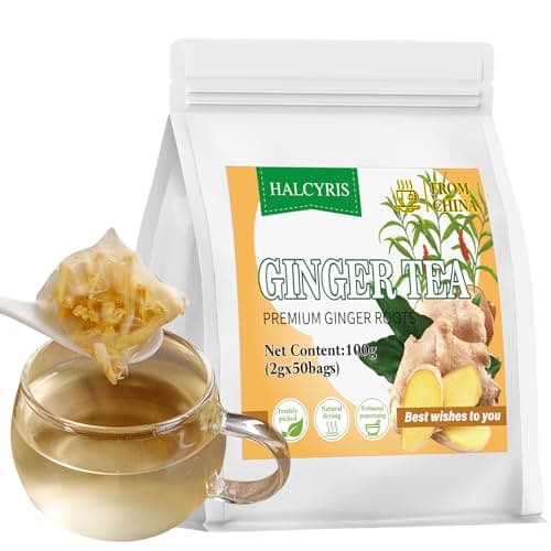 Halcyris Ginger Tea Bags (2g*50 Teabags) – Premium Ginger Root Tea for Support Digestion & Boost Immunity, All-Natural & Caffeine-Free, Non-GMO - Image 1