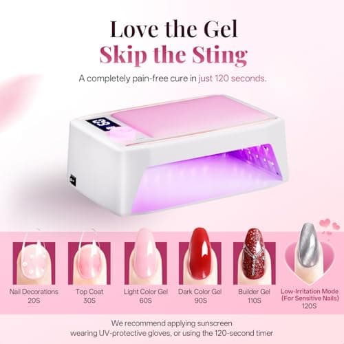 krofaue 380W Fast Curing UV Nail Lamp with Auto Sensor Professional Cordless UV Light for Gel Nails with Detachable Arm Rest, 6 Timers UV/LED Nail Dryer for Nail Salon and Home DIY - Thumbnail 4