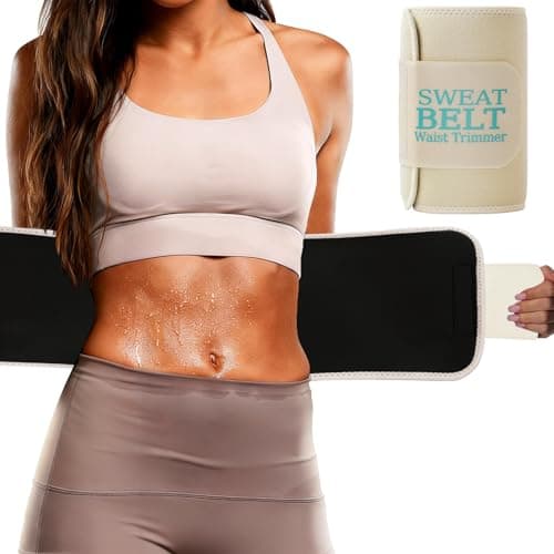 LKV Waist Trainer for Women - Sweat Band for Women Belly Fat - Neoprene Sweat Waist Trainer - Sweat Belt Slimming Body Shaper - Champagne - Image 1