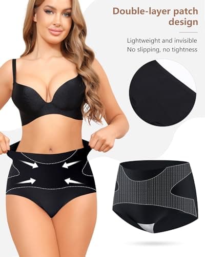 Oegho Seamless Underwear for Women High Waisted No Show Panties Full Coverage Briefs Invisible Soft 5 Pack S-XXL - Thumbnail 3