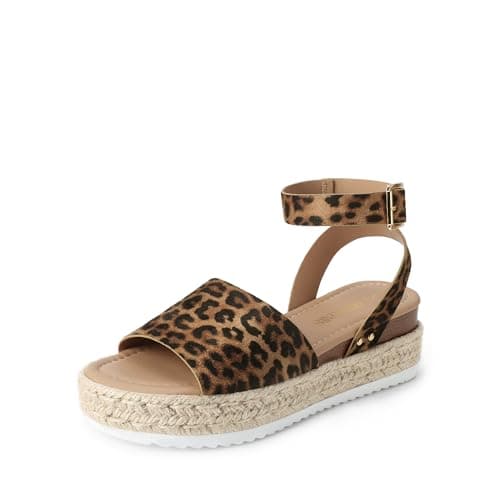 DREAM PAIRS Women's Platform Espadrilles Casual Ankle Strap Wedge Sandals Comfortable Dressy Summer Shoes,Size 8.5,Leopard-Suede,SDPW2359W - Image 1