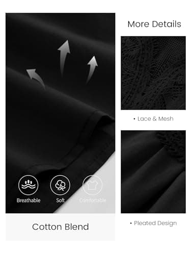 Funlingo Black Lace Blouse for Women Poplin Mesh Babydoll Peplum Tops Crew Neck Flared Swing Fashion Sleeveless Shirt Tank Top Black L - Thumbnail 5