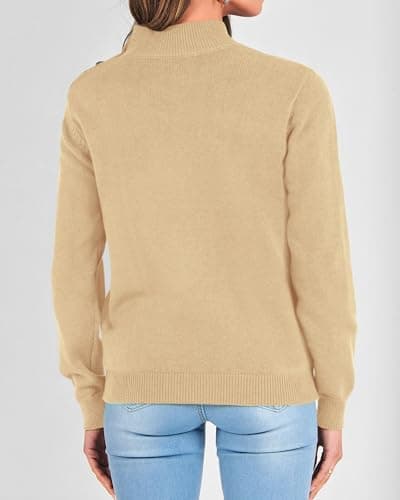 KIRUNDO Fall Sweaters for Women 2026 Striped Turtleneck Ribbed Knit Sweater Trendy Pullover Jumper Winter Fashion Clothing(X-Large, B-Apricot, x_l) - Thumbnail 2