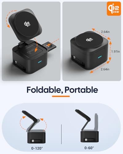Foldable 3-in-1 Charging Station for Apple Devices, Qi2.2 25W MagSafe Charger Stand, Magnetic Wireless Charger for iPhone 17/16/15/14/13/12/Air Series, Apple Watch & AirPods (with 45W PD Adapter) - Thumbnail 4