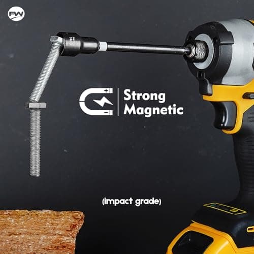Facoow 6“ Impact Nut Drivers Set Magnetic, 18pcs Color Coded SAE & Metric Impact Nut Drivers, Extra Long Nut Drivers for Impact Drills, Impact Sockets Adapters (1/2" & 3/8") Impact Wrenches - Thumbnail 5