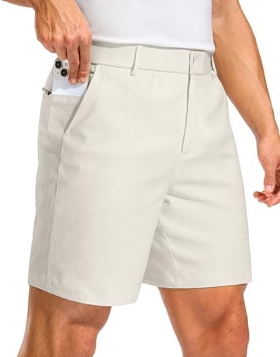Pudolla Men's Golf Dress Shorts 7"/9" Stretch Casual Work Hybrid Shorts for Men with 3 Pockets Quick Dry Breathable(Beige 36W x 7L) - Image 1