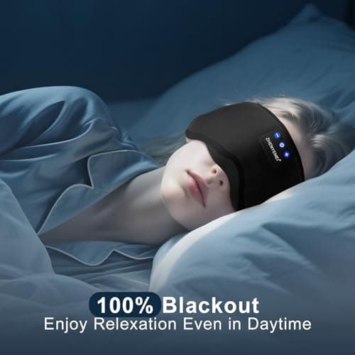 Deep Sleep Mask with Bluetooth 5.4 Headphones - Blackout Sleeping Mask Side Sleeper Eye Masks Earphone Rechargeable Headband Wiless Music Ear Muffs Portable Travel Essentials Gift for Women Men Mom - Thumbnail 5