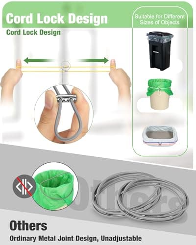 Garbage Can Rubber Bands Cord Lock Adjustable Design Trash Can Bands Fits 4-33 Gallon Trash Cans Multifunction Bands Litter Box Bands Beach Towel Bands for Outdoor Kitchen Tables Picnic Camping Party - Thumbnail 2