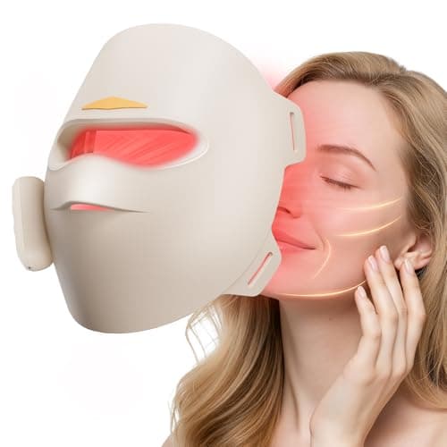 YHYXPO Red Light Therapy Mask for Face,4D Led Face Mask Light Therapy With 336 LEDs Full Face Coverage,850nm Infrared & 3 Light Modes for Home Use & Travel M19-3,Lvory Beige - Image 1