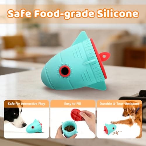 Dog Treat Toys for Medium Dogs & Small Dogs, Silicone Dog Toy Treat Dispenser Slow Feeder, Dog Interactive Toys for Boredom, Dog Enrichment Toys to Keep Them Busy, Interactive Dog Toy 1 Pack (Blue) - Thumbnail 4