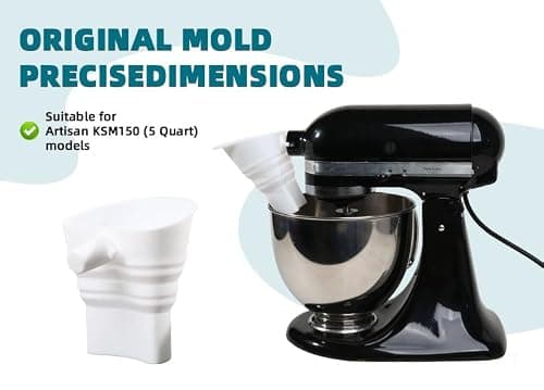TFFUAM 2-Pack Stand Mixer Funnel Set with Scraper | Upgraded Funnels & Extended Measuring Cup for 4.5-7 Quart Mixers | Effortless Pouring, Scraping & Cleaning Kit - Thumbnail 3