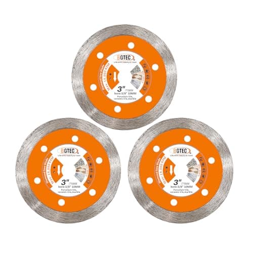 Diamond Tile Cutting Disc - BGTEC 3PCS Ceramic Tile Saw Blade 3 inch with 3/8 inch Arbor Continuous Toothing for Porcelain Ceramic Granite Marble Tile Granite - Image 1