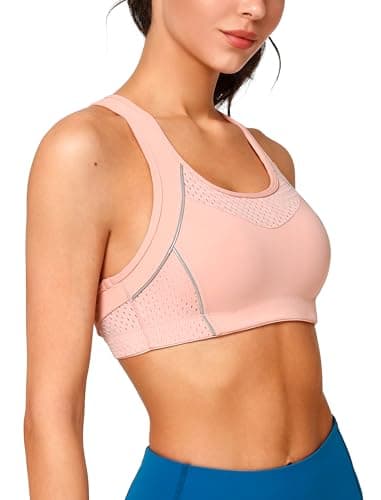 Yvette Sports Bras for Women High Impact Support Racerback Sports Bra Plus Size No Underwire for Running Workout, Pink,2XL Plus - Image 1