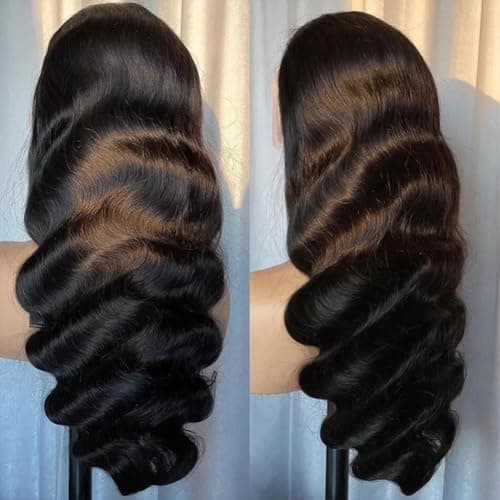 DAFIY 100% Human Hair High-temperature Verification,13x6 Body Wave Lace Front Women Wigs 200 Density Glueless Natural Color 28 Inch,Free Mystery Random Jewelry Pack(order from buy-one-get-one-page) - Thumbnail 3
