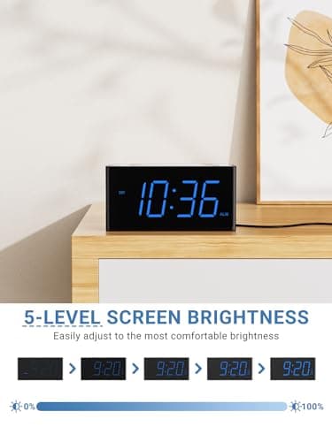 PPLEE Super Loud Alarm Clock for Heavy Sleepers Hearing Impaired Deaf,Vibrating Alarm Clock with Bed Shaker,Big Display Alarm Clock for Bedroom,5 Dimmer,Night Light,USB/Type-C Charger,Power-off Memory - Thumbnail 4