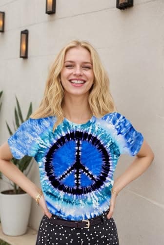 Women Hippie Shirt 60s 70s Tie Dye Hippie Costume T-Shirt Peace Love Tshirt Vintage Graphic Tee Tops - Thumbnail 3