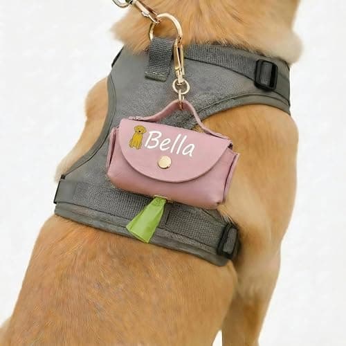 Custom Dog Name Poop Bag Holder for Leash, Large Opening Easy Pull Out Dog Waste Bag Dispenser with Used Bag Carrier Compartment, Perfect Gifts for Dog Owners Suitable for Any Retractable Leash - Image 1