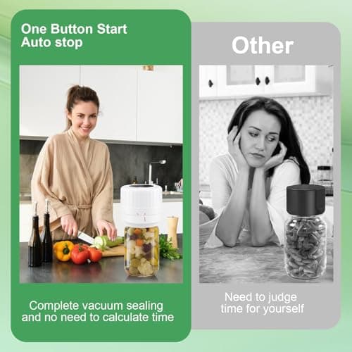 SelePow VP06+ Mason Jar Vacuum Sealer, Electric Vacuum Sealer for Jars with Wide and Regular Mouth Mason Lids, Cordless Handheld Jar Vaccum Sealer for Food Storage, Ideal Present for Mom, Wife, White - Thumbnail 4