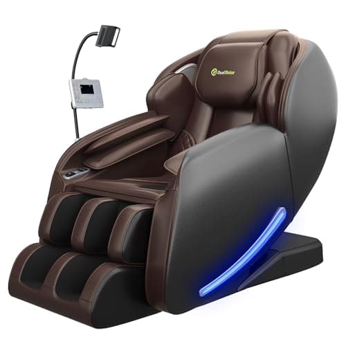 Real Relax Massage Chair Full Body with Unique Phone Controller,Heart and Blood Measurement, Zero Gravity 3D SL-Track Recliner with APP Control, Child Lock,Pause Button, Back Pad, Favor-06, Dark Brown - Image 1